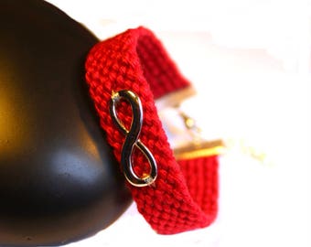 Cuff friendship bracelet, model "Infinity", Red