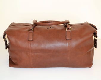Groomsmen gifts, Men's travel bag, Men's weekender bag, Personalised Hold all bag, Nuhide Leather look duffle bag
