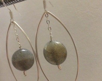 Sterling Silver Labradorite drop Earrings.