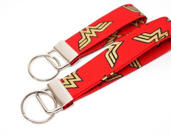 Wonder Women FOB - Key Chain / Key Fob / Wristlet - Choose Your Fabric and lenght
