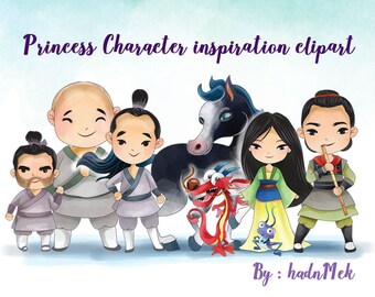 Traditional Princess character clipart Instant Download,PNG file - 300 dpi.