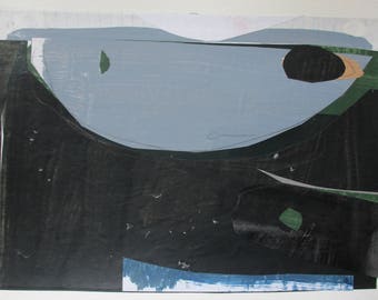 Came Upon, Acrylic Collage Abstract Painting on Paper, Stooshinoff