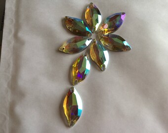 Crystal has sew 14 * 30 mm AB color