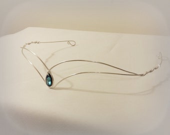 Medieval Renaissance circlet mermaid elven tiara pagan fantasy SILVER celtic swarovski elements bermuda Blue