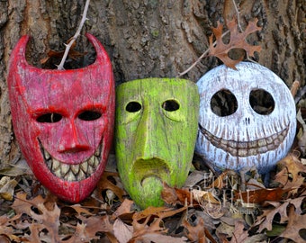 Nightmare Before Christmas Decorations/ Tim Burton/Small Size Lock Shock Barrel Masks/ Glow in the dark