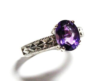 Amethyst, amethyst ring, birthstone ring, solitaire ring, purple ring, purple, s 7 "Purple Persuasion"