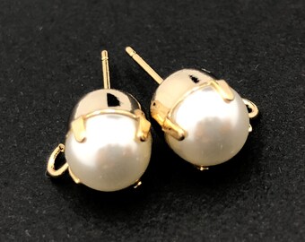 FES-04/ 2pcs- pearlTitanium Stud Earring -8mm