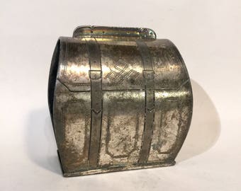 Figural Napkin Ring, Victorian Silver Plate "Luggage", Ca: 1880s.