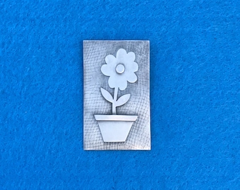 Sterling Silver Flower Pot Brooch