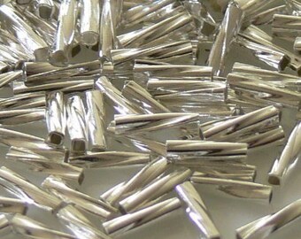 Twisted Liquid Silver Tube Beads 6x1.5mm 100 Metal Brass Beads