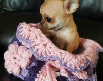 Sleeping bag for puppy Chihuahua beds by nerina52 crochet sleeping bag chihuahua small dogs Chihuahua beds with flowers Puppy dog bag Size S
