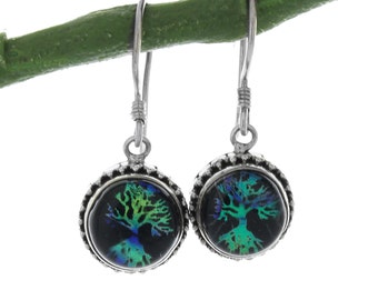 Dichroic Glass Earrings, Tree Dichroic Glass Earrings, Blue Glass Earrings, Blue Earrings, Glass Earrings, Blue Dichroic Glass Earrings