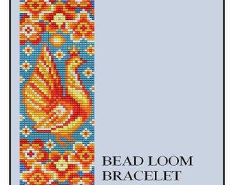 Bead Loom Folk Bird 1 Folk Art Bird Wide Cuff Bracelet Pattern PDF