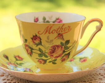 QUEEN ANNE Fine Bone China Teacup and saucer Set "Mother"