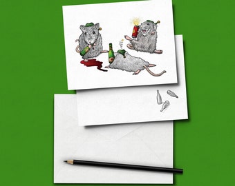 Drunk Elves Christmas Card