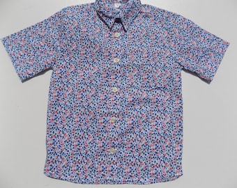Top, boy clothing, floral, pink-blue shirt printed shirt, short sleeves, boy, 2, 3 years, 4, 5, 6 years, 7, 8