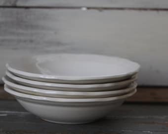 Ironstone Bowls / Set of 4 Farmhouse Ironstone Soup Bowls / Federalist Ironstone / Ironstone Soup Bowl Set 1970 / Instant Collection 11124