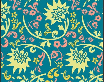SALE 1 Yard Rhapsodia Tibet Blockprint Blue by Pat Bravo for Art Gallery Fabrics
