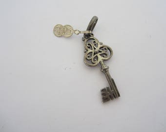Silver Key Charm, Locket Key Charm, Large Key Charm