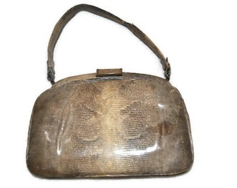 1930's Lizard Skin Handbag // Vintage Handbag // Unusual vintage bag