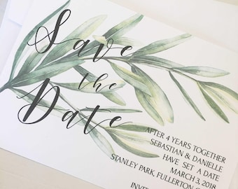 Save the Date PDF, Invitation, Save the Date Printable Invitations, Greenery Save the Date, Vineyard Wedding, Digital Download, Invitations