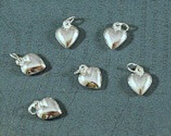 Heart - Sterling Silver - Puffy Heart Charm - 8x10mm - Sold Per Piece