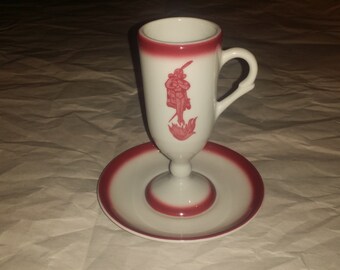Sterling China Joan of Arc Tall Footed Demitasse Cup and Saucer