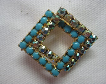 Woven Colorful Squares - brooch