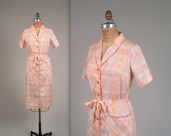 1960s DEADSTOCK checkered dress • vintage 60s dress • cotton summer dress