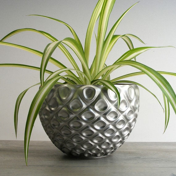 Large Silver Flower Pot Planter Metallic Planter Bowl Planter