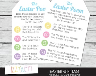 Easter Poem - Easter Gift Tag - Printable Gift Tag - Kids Easter Gift - Gift Tags for Favors - Religious Easter Card - Printable Easter Tag