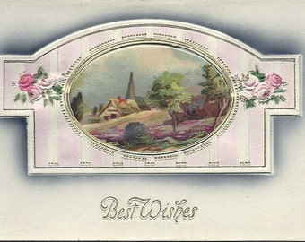 Antique Edwardian Best Wishes Postcard