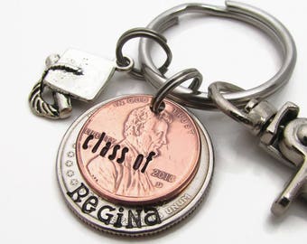 Class of 2018 Graduation Keychain, Personalized Graduation Keychain, Personalized Grad Gift, Personalized Penny Keychain, Grad Gift for Him