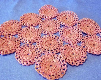 Pink hand crocheted doily cotton thread 9"x 14"