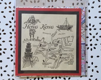 Hong Kong Vintage map card