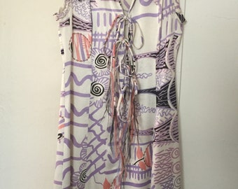 Vintage Zandra Rhodes Whimsical Print Dress