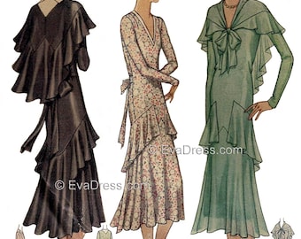 1930 Flounced Dress & Cape Pattern by EvaDress