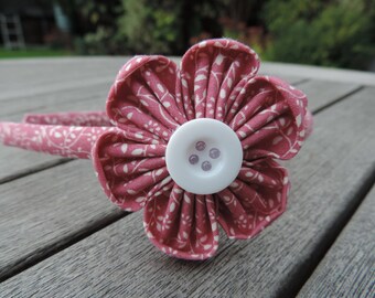 Girls Hairband, Girls Hair Band, Girls Alice Band, Girl's Hair Band, Headband. Pink and White. Handmade