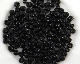 50 grams of seed beads 4 mm black prq002 - 4mm
