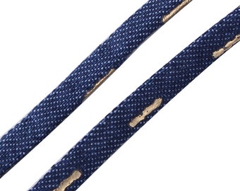 1 m cord in dark Denim Blue striped 5mm - creating jewelry-