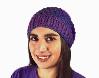 Oversized Slouchy Beanie, Crochet Slouchy hat, Slouchy Beanie, Hat, Purple Slouchy, Fall/Winter Fashion Ready To Ship