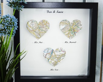 We met We married We Live. Heart Map Print. Wedding Gift. Anniversary Gift. Engagement gift. Paper Anniversary gift. First Anniversary Wife