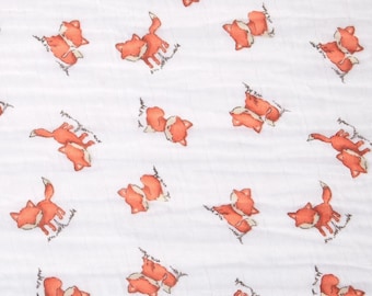 Fox Swaddle / Gauze / Muslin Cotton Shannon Fabric by the Yard