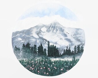 Mountain Print, Mountain Art, Mountain Painting, Landscape Painting, Landscape Print, Nature Print, Mountain Artwork, Boho Decor, Forest Art