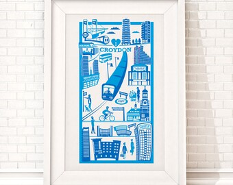 Croydon Print | London illustration | South London print | Croydon illustration | Housewarming gift | London gift | CR0 print | Wall art
