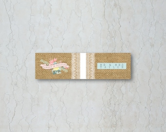 Hessian Floral Wedding Straw/Cupcake Flag