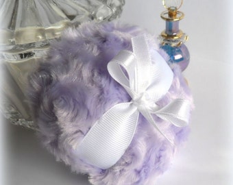 Powder Puff - pastel lilac purple - soft lavender bath pouf - amethyst powderpuff - gift box option