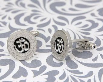 ON SALE Om Hindu Sanskrit God Cufflinks