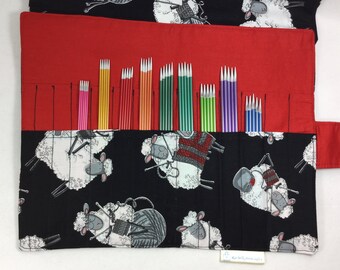 DPN Case, sheep dpn holder, knitting needle case, hook case, needle organiser, sock needle case, knitting needle roll, needle storage