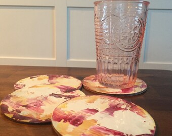 Maroon, Orange & White Simply Coasters